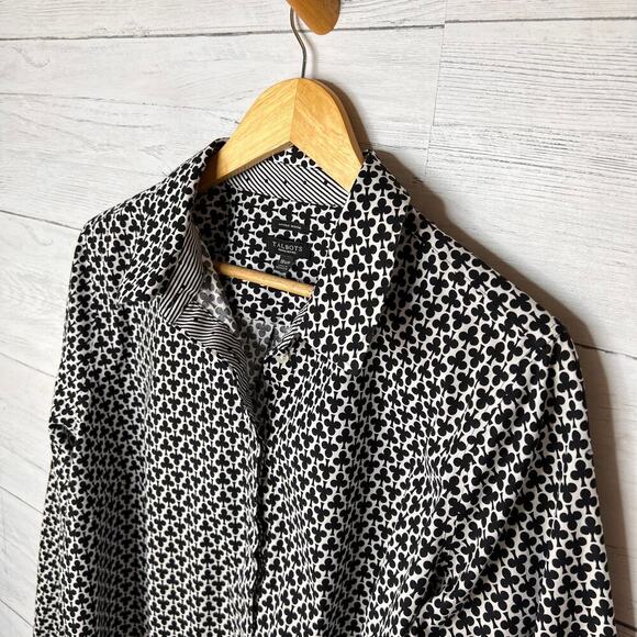 Talbots Shirt Womens SZ 18WP Black & White Clover Wrinkle Resistant Long Sleeve - Picture 8 of 15